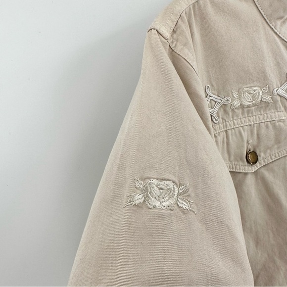 Caribbean Joe Antiqued Collection Short Beige Embroidered Rose Jacket Size 2XL - Picture 6 of 16